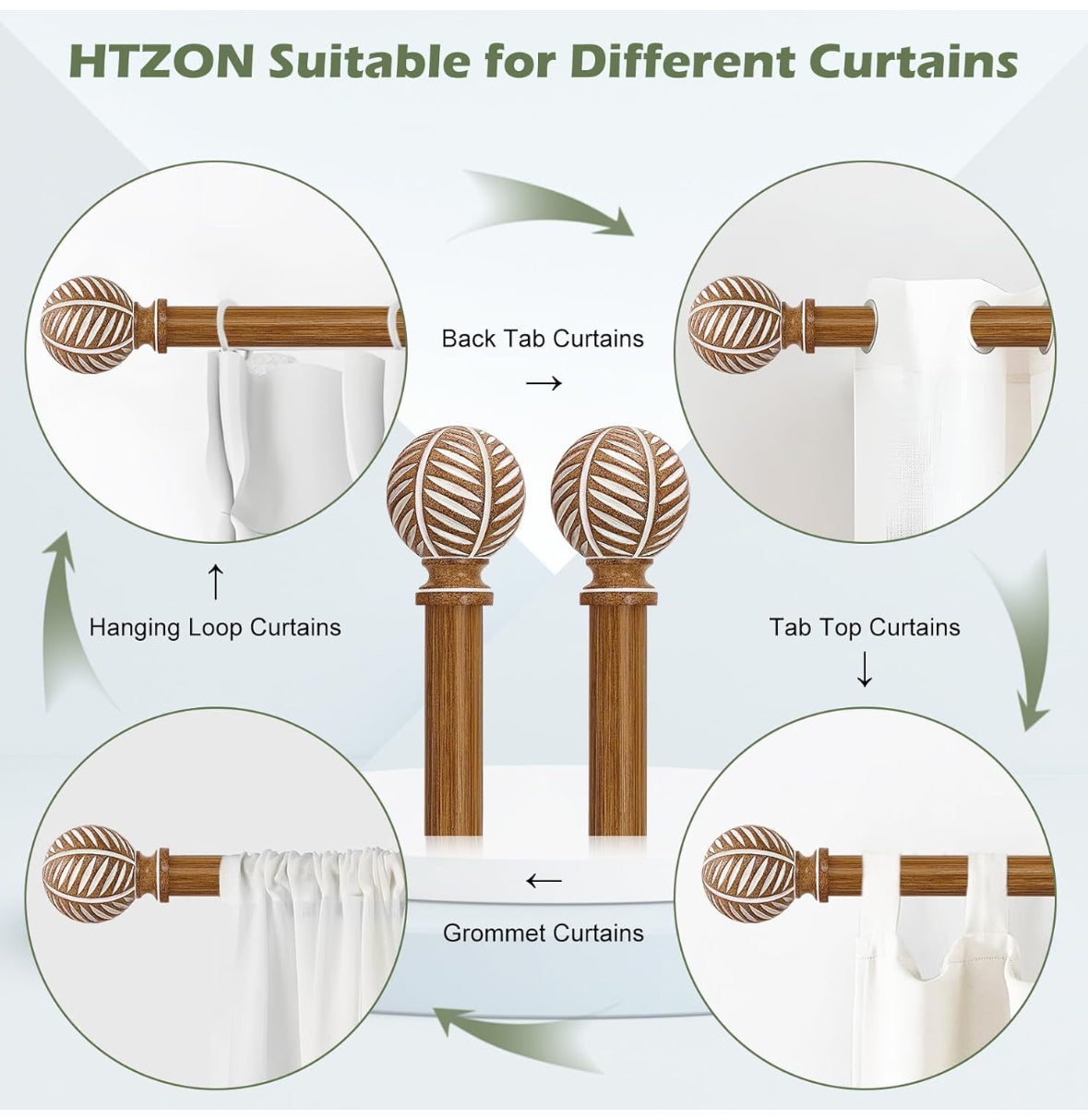 Dress up your windows with our high-quality Wood Boho Curtain Rods for a rustic and stylish look. These adjustable drapery rods perfect for any bedroom or living room.